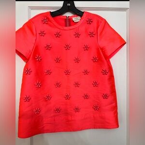 Kate spade coral jeweled silk blouse size 6